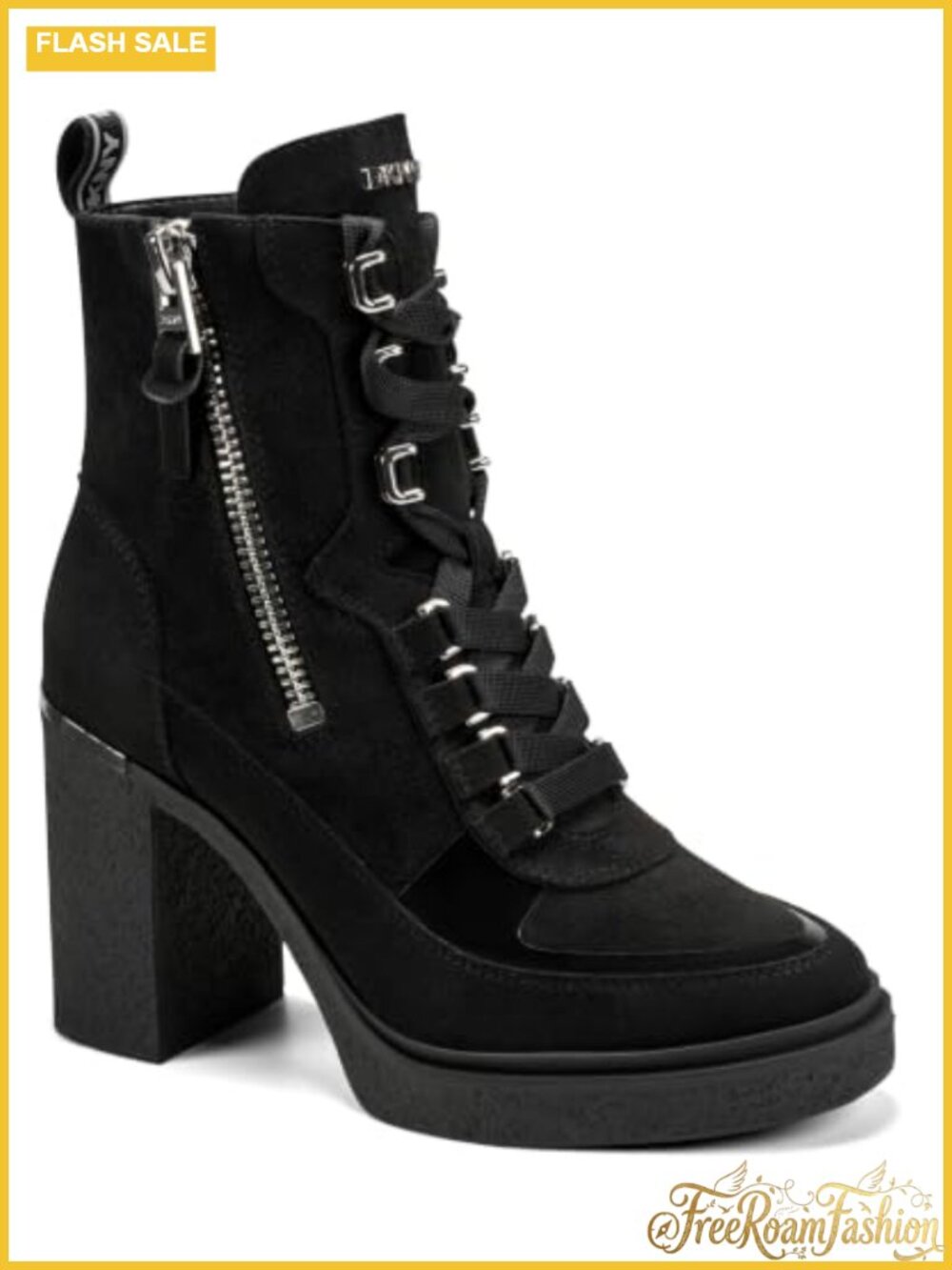 Platform Combat Boot with Block Heel Ankle Booties